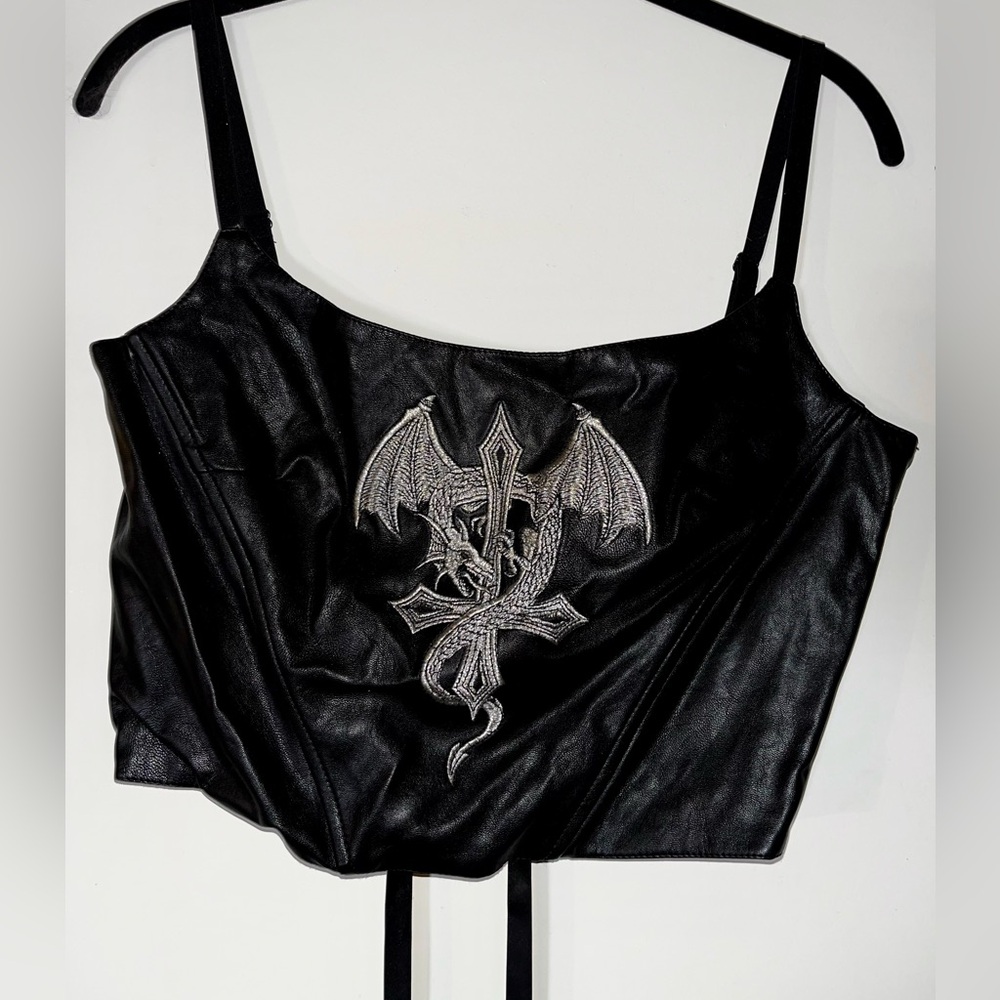 Gothic Faux Leather Dragon Corset
